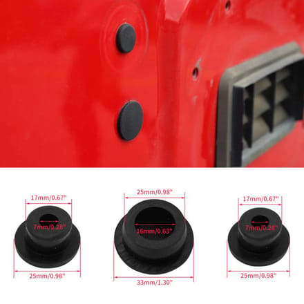 3-delige achterklep rubberen plugset voor Jeep Wrangler JK JL 2007-2018 red