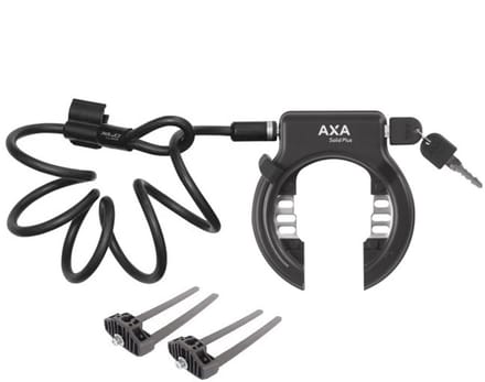 Axa Solid Plus ART2 Ringslot Zwart + XLC 180cm insteekkabel + Flex Mount Bevestigingsset