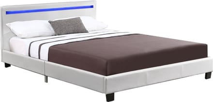 Gestoffeerd bed Verona - 120 x 200 cm - Wit - LED Verlichting