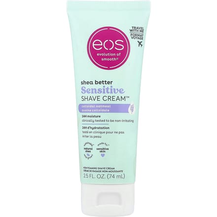 EOS, Crème à raser Shea Better Sensitive™, Avoine colloïdale, 2,5 fl oz (74 ml) white