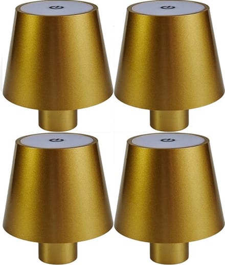 Flessenlamp - 4 Stuks - Tafellamp - Oplaadbare Tafellamp - Goud - Usb-C Oplaadbaar - Warm wit - Touch Dimbaar - LED