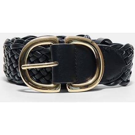 Stradivarius Gevlochten riem met dubbele gesp  Zwart 70