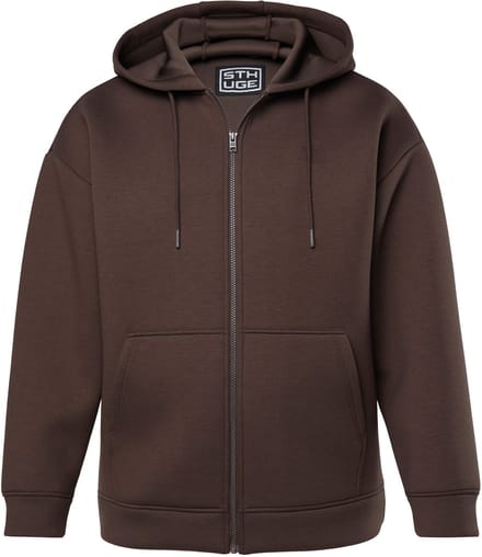 STHUGE - Heren - Scuba jas capuchon kangoeroezak - Donkerbruin - Maat L