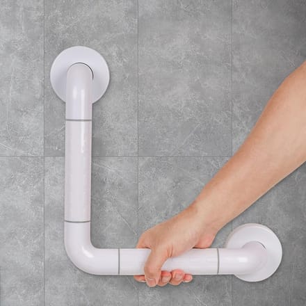 Badkamer handgreep - Veiligheidshandgreep douche - Veilig douchen - L-vormig ontwerp - 30 x 30 cm - Wit