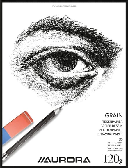 Aurora Tekenblok - Grain - Tekenpapier - Schetsblok - 240x315mm - A4+ - 120g - 20 Vel