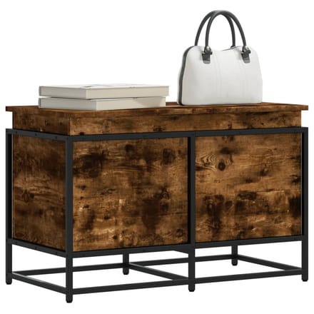 vidaXL - Opbergbox - met - deksel - 80x40x51,5 - cm - bewerkt - hout - gerookt - eiken