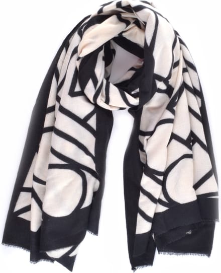 Giuliano Najaar sjaal abstract print - Zwart/Beige - Dames - Sjaal