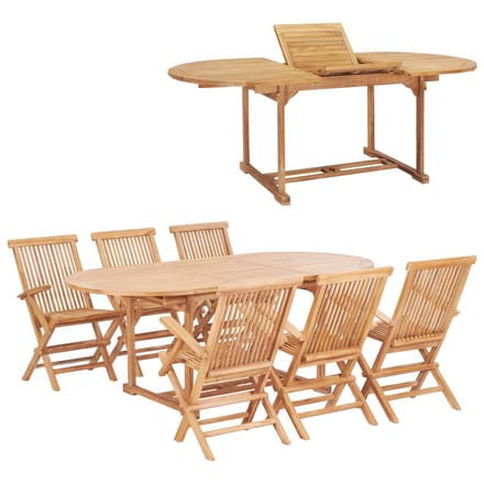 vidaXL - 7-delige - Tuinset - 150-200x100x75 - cm - massief - teakhout
