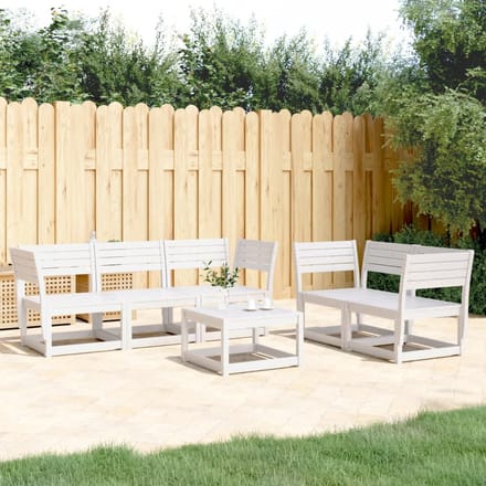 vidaXL - 5-delige - Loungeset - massief - grenenhout - wit
