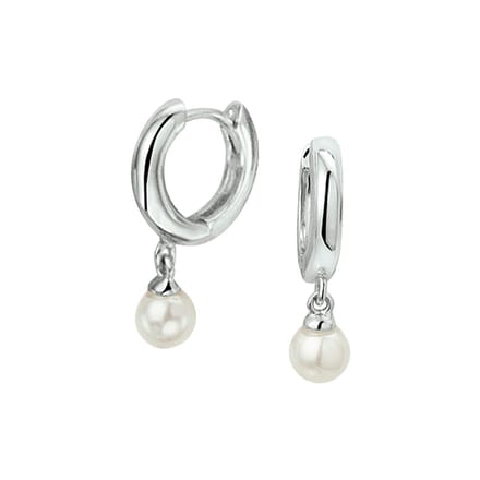 Huiscollectie klapoorring Parel Zilver Gerhodineerd Glanzend