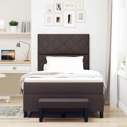 vidaXL - Boxspring - bed - met - hoofdeinde - Donkerbruin - 120 - x - 190 - cm - Stof