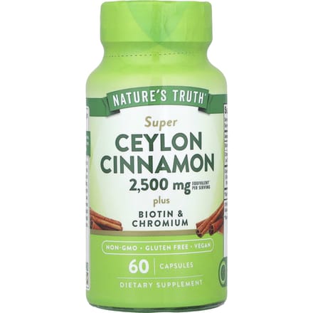 Nature's Truth, Super Ceylon Kaneel Plus, Biotine & Chroom, 60 Capsules