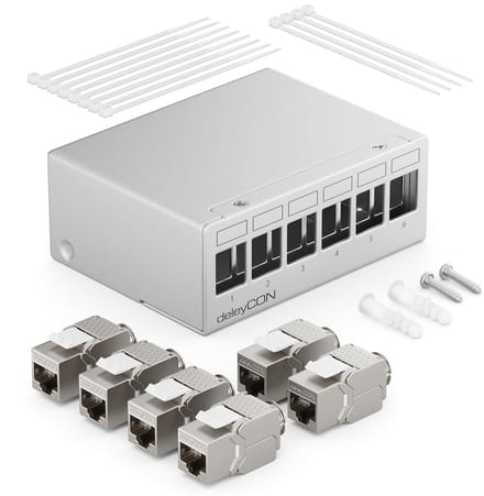 6-Poorts Patchpaneel Set met RJ45 Keystone Jack Modules voor Netwerksetup 1HE