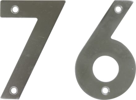 AMIG Huisnummer 76 - massief Inox RVS - 10cm - incl. bijpassende schroeven - zilver