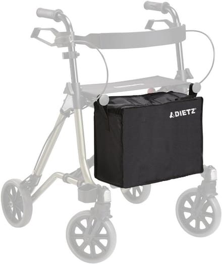 Vergrote tas voor rollator met vier wielen, universele pasvorm