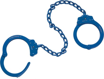 Handboeien met Ketting en Vernikkeling - Blauw, 15 Inch