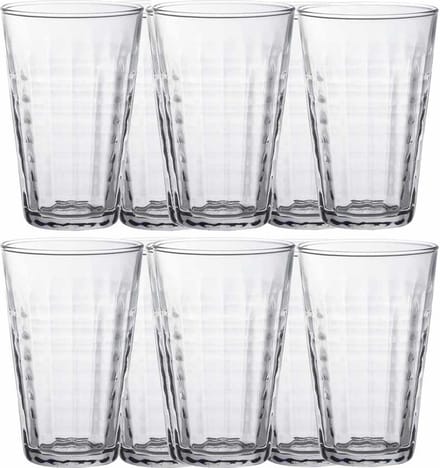 Duralex Longdrinkglazen Prisme - 12x stuks - glas - 330 ml - transparant - Koffie/frisdrank glazen