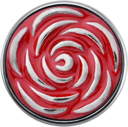 Quiges - Dames Click Button Drukknoop 18mm Bloem Roos Helder Rood - EBCM286