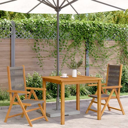 vidaXL - Inklapbare - stoelen - 2 - st - massief - acaciahout - en - polypropeen - grijs