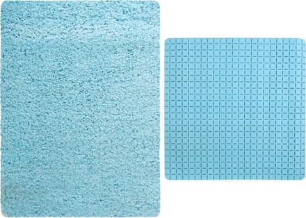 MSV Douche anti-slip/droogloop matten - Venice badkamer set - rubber/microvezel - lichtblauw
