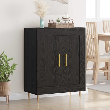 vidaXL Dressoir Zwart Eiken 69,5 x 34 x 90 cm Gemonteerd hout en ijzer