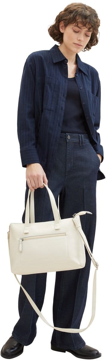 Tom Tailor - TTELIS M draagtas met logo-reliëf - Maat ONESIZE - off white / off white