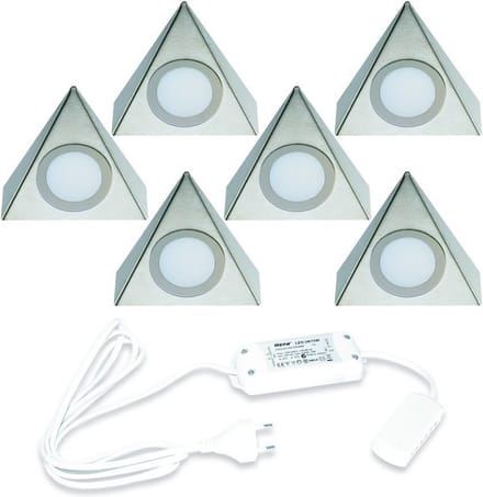 Hera Delta LED set van 6 onderbouw spots 24V/30W RVS LVSET6DELI