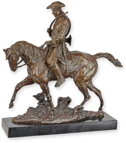Bronzen beeld - Lodewijk XV te paard - sculptuur - 39 cm hoog
