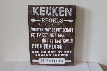 tekstblok 25x18cm keuken regels