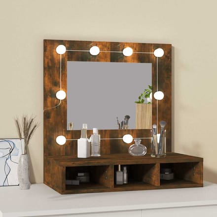 vidaXL - Spiegelkast - met - LED-verlichting - 60x31,5x62 - cm - gerookt - eiken
