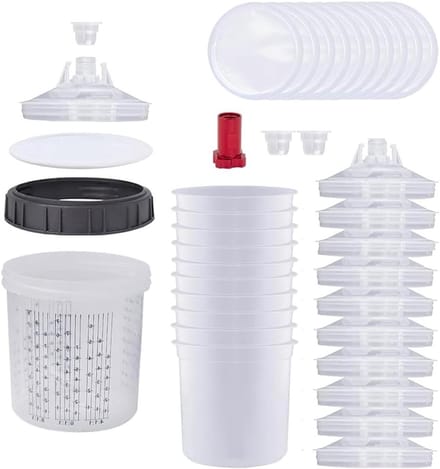 Professionele verfspuit met mengbeker, 10 inzetstukken, filters en accessoires voor optimale verfresultaten (600 ml)