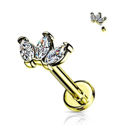 Piercing triple marquise 1.2x8 - goud - LMPiercings