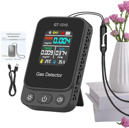 Luchtkwaliteitsmeter - CO2 Detector - Binnenlucht Monitoren - Meet Temperatuur Vochtigheid - 8.5 x 5 x 2 cm