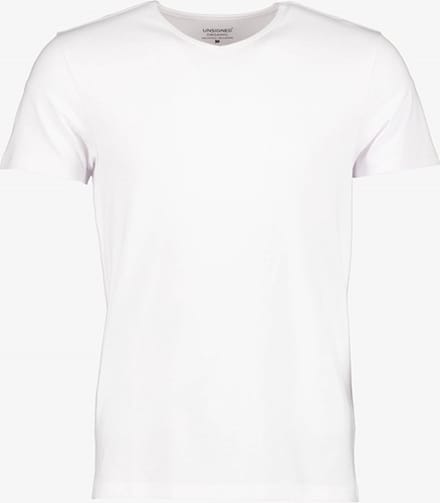 Unsigned heren T-shirt wit v-hals - Maat M