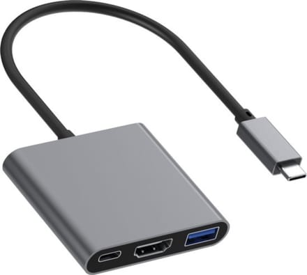 USB C naar HDMI Adapter - 3 in 1 - 4K HDMI - USB 3.0 - Spacegrey - USB-C Opladen