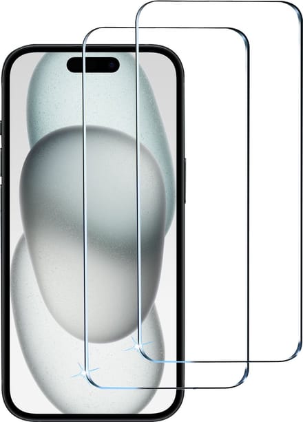BixB screenprotectors 2 Stuks geschikt voor iPhone 15 Screenprotector - gehard glas Tempered Glass