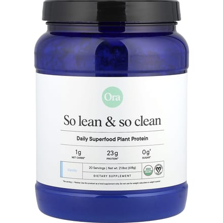 Ora, So Lean & So Clean, Protéine Superaliment Végétale, Saveur Vanille, 21,2 oz (600g)