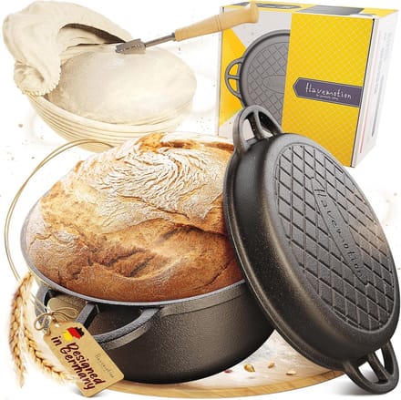 Gietijzeren Broodbakpan met Deksel - 26 cm, Multifunctioneel, Ovenveilig