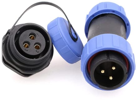 Ronde Connector - Stekker Koppeling - Stroom Aansluiten - Waterdicht IP68 - 30A 500V - Zwart