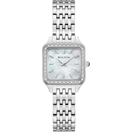 Bulova Sutton Roestvrij Staal Diamantaccenten Wit Wijzerplaat Kwarts 96R256 Dameshorloge wit