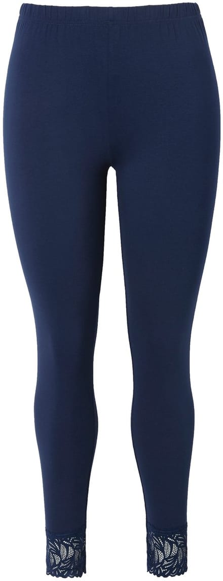 Ulla Popken - Dames - Legging kanten zoom - Nachtblauw - Maat 62+