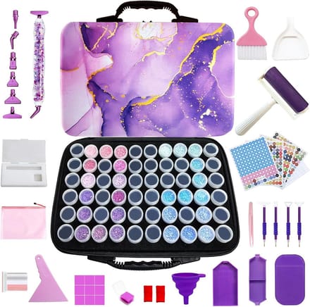 Diamant Schilderen Opslag - Knutsel Containers - Hobby Organisatie - 60 Slots - Draagbaar - Violet