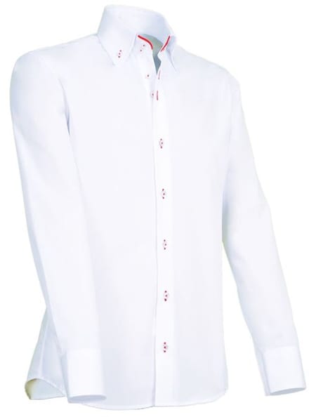 Giovanni Capraro 913-85 overhemd | Wit met rode accenten | XL | LET OP: KORTE MOUW!!
