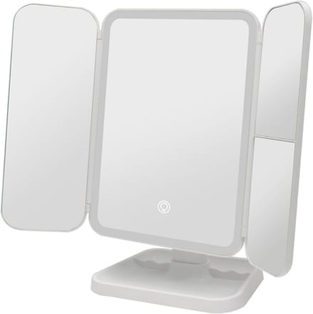 Opvouwbare LED Make-upspiegel met Drievoudige Vergroting en Instelbare Verlichting