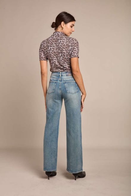 Broek Toxik3 hoge taille wide leg straight-fit jeans