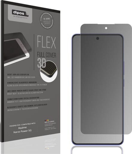 dipos FLEX – Matte Privacy Screenprotector geschikt voor Realme Narzo Power 5G | Volledige Schermbescherming | Case-Friendly