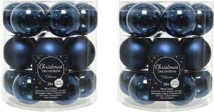 Decoris Kleine kerstballen - 36x st - donkerblauw - D4 cm - glas - kerstversiering