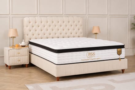 BSS Bedding Fluffy Paris - Boxspring - Boxspring met Opbergruimte - Inclusief Dekbed - 180x200 - Beige