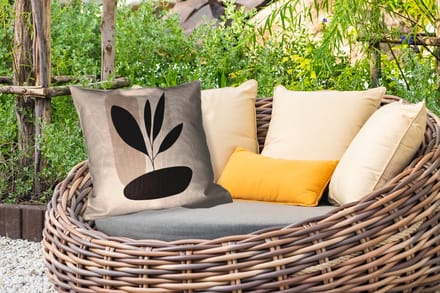 Buitenkussen Weerbestendig - Plant - Beige - Japandi - 50x50 cm