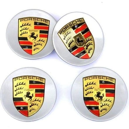 Decoratieve accessoires - Porsche - Wieldoppen - 76 mm - Grijs - Set van 4 stuks